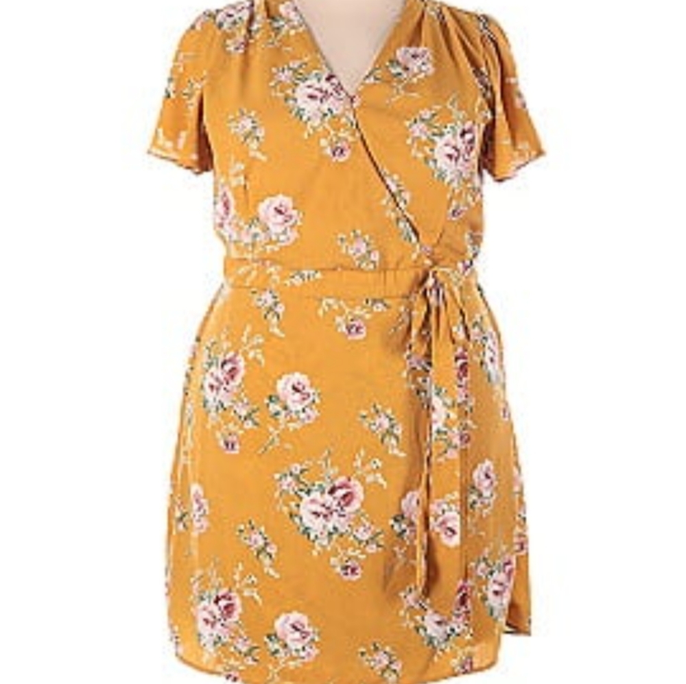 Always indigo plus size faux wrap dress